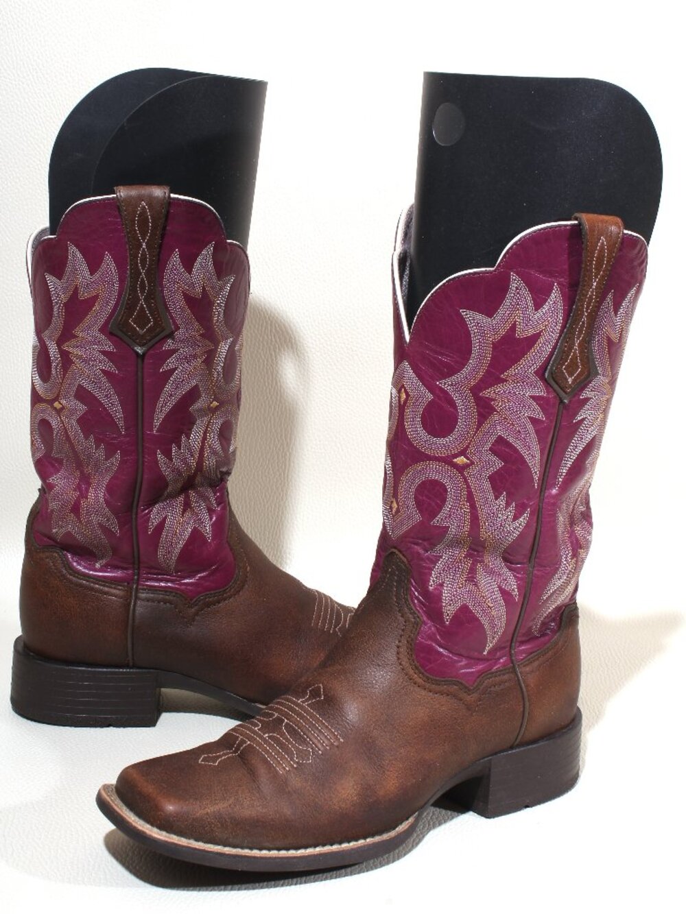 Womens Ariat Tombstone 8.5 B Purple & Brown Square Toe Western Cowgirl Boots